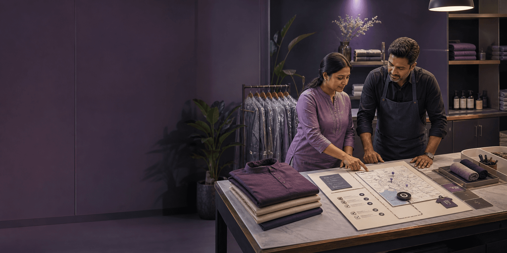 Indian garment-care team reviewing service coverage and partner quality details during LNDRY onboarding