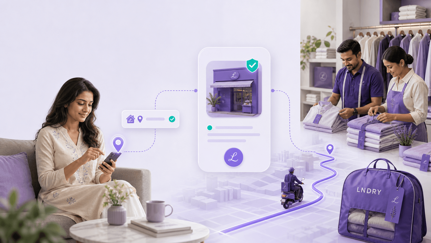 LNDRY smart recommended partner flow with customer and vendor